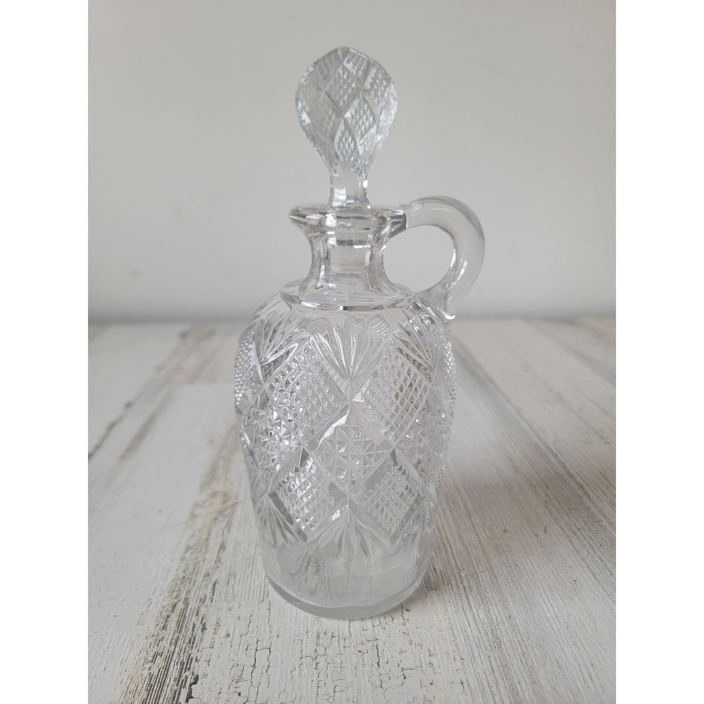Vintage cut glass‎ decanter clear collection bottle home decor